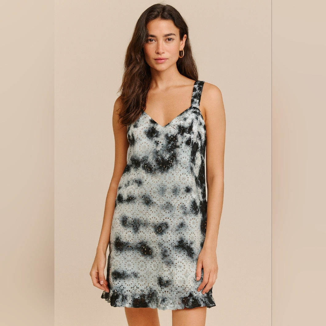 Nwt Nasty Gal Tye Dye Printed Broderie Bustier Mini Dress